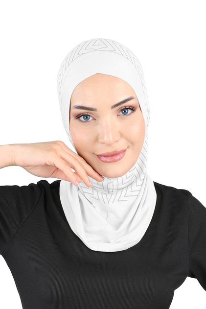 Çizgili Spor Tesettür Çapraz Hijab - ST 298 ( 7829802 )