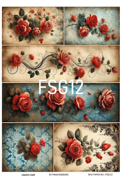 Gül Deseni FSG Serisi Pirinc Dekopaj Kagıdı 29X42cm No:FSG12