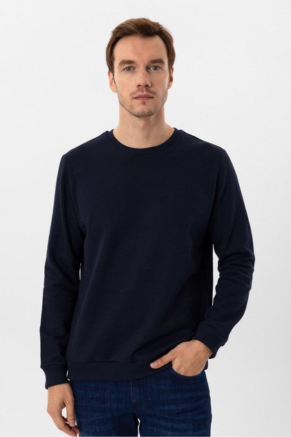 O Yaka Regular Kalıp Düz Sweatshirt