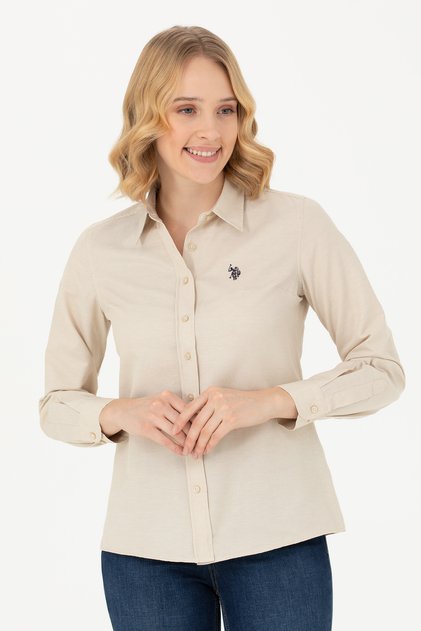 Damen-Basic-Shirt mit langen Ärmeln in Kamelrot 50277630-VR015