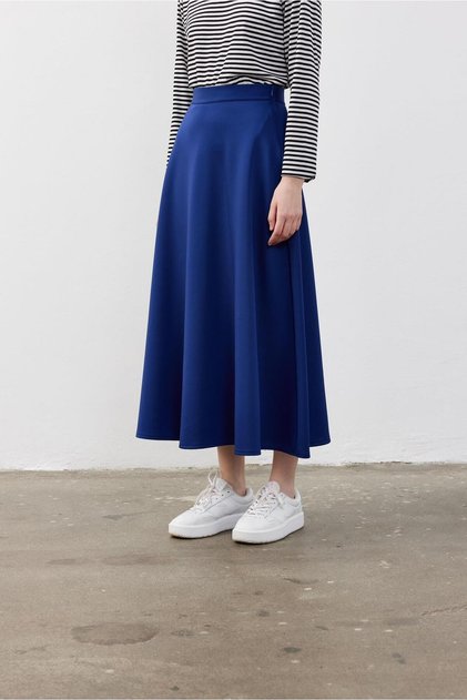 Flared Scuba Skirt Navy Blue Navy Blue