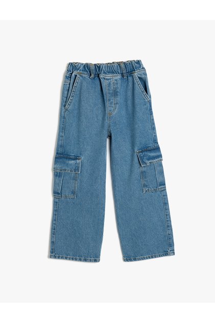 Blugi Cargo Bumbac cu picioare late - Blugi cu picioare late