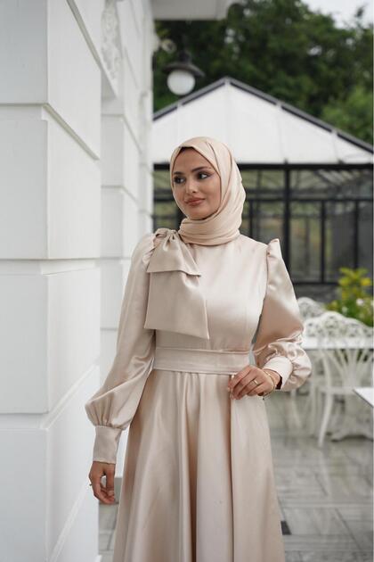 MOOLİSA Mia Evening Dress Beige- Trendyol