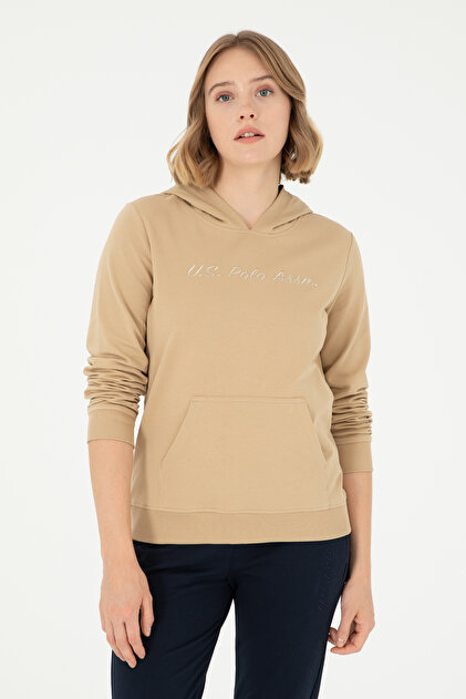 U.S. Polo Assn. Kadın Kum Kapüşonlu Sweatshirt 50296947-VR085