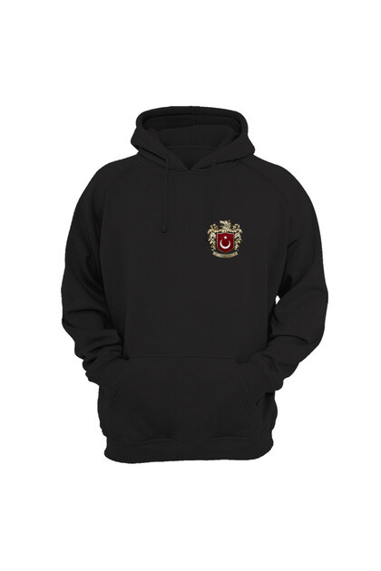 Gray Wolf Symbol Turkey Turkish Flag Wolf Printed 100% Cotton Black Sweatshirt