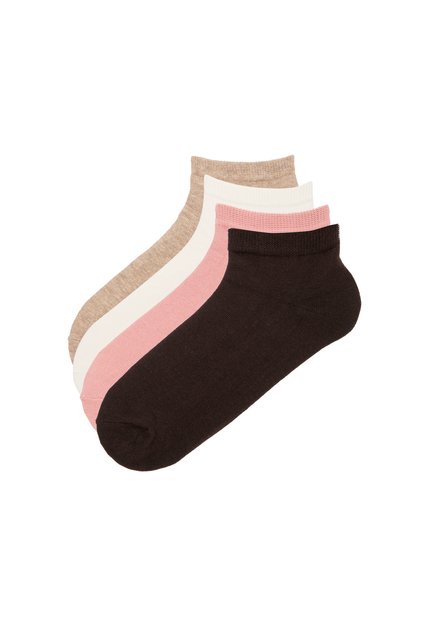 Multicolored 4-Pack Brown Bootie Socks