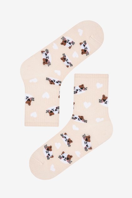 Cat Beige Tennis Socks