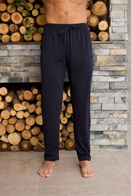 بيجامة سفلية باللون الأزرق الداكن من القطن 100% - مقاس كبير مريح (3XL-6XL) تصميم أنيق وعصري