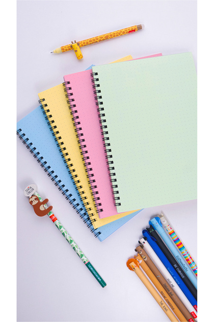 A5 Spiral Dotted Notebook Bullet Journal 50 Sheets 100 Pages Set of 4 - Colorful Notebook