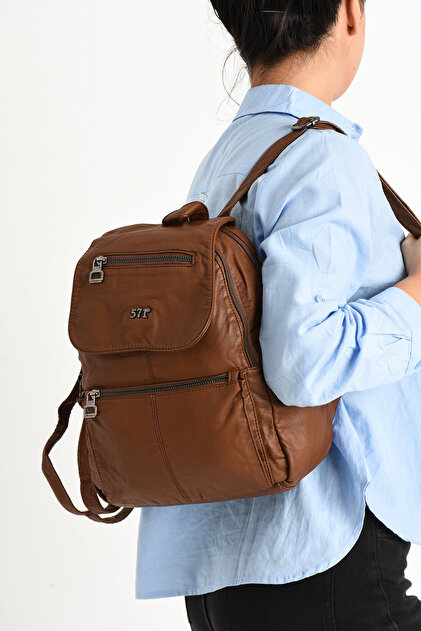 Y.S. Leather Women's Backpack, Ideal for Daily Use, Multi-Pocket Synthetic Leather Bag 30*25 cm