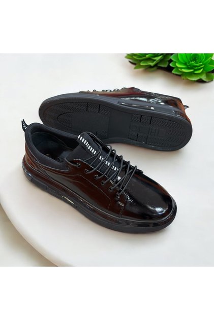 Genuine Leather Air Sole Black Patent Leather Men's Classic Shoes