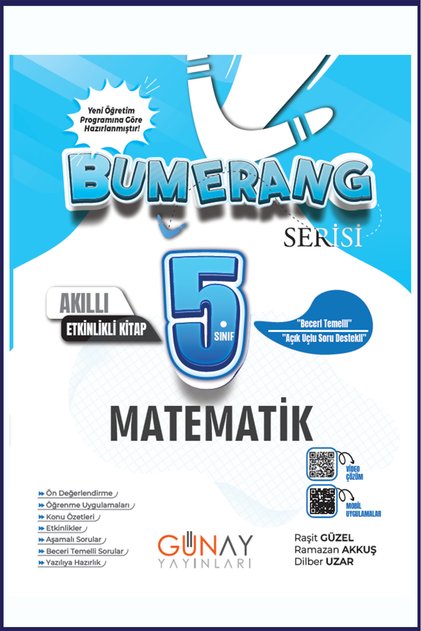 günay yayınları yeni müfredat 5 sınıf bumerang matematik etkinlikli kitap