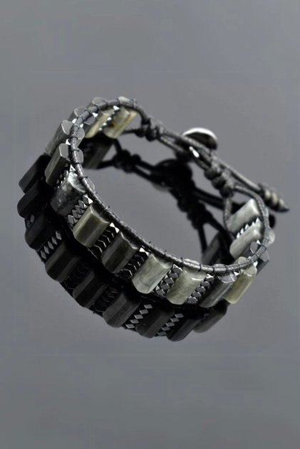 Natural Stone / Eagle Eye Cornered Cylinder Bracelet / Men's Bracelet / Women's Bracelet