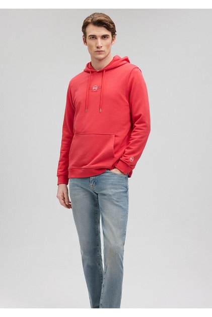 Kapüşonlu Baskılı Kırmızı Sweatshirt 0s10077-70471