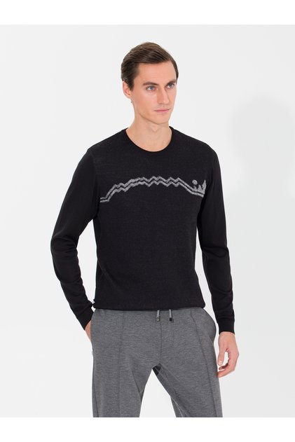 Siyah Slim Fit Bisiklet Yaka Triko Kazak 50259268-VR046