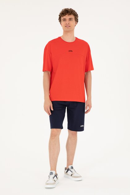 Men's Navy Blue Knitted Shorts 50289287 -Vr033