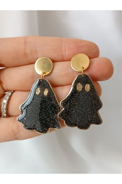 Halloween & Halloween Party & Ghost & Skeleton & Pumpkin Steel Pin Polymer Clay Earrings