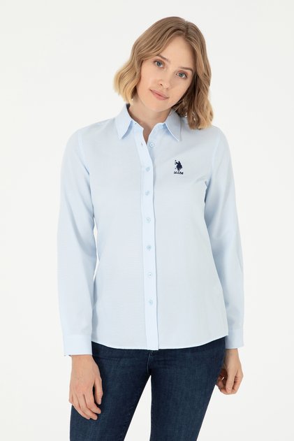 Women's Light Blue Long Sleeve Basic Shirt 50295711 -Vr003