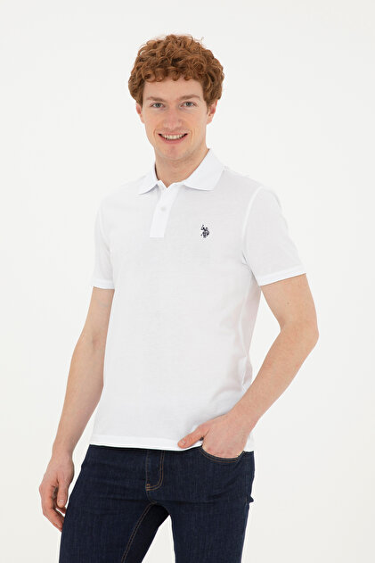 Erkek Slim Fit Polo Yaka Beyaz Basic Tişört 50279573-VR013