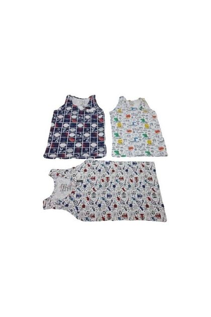 Pack of 6 Boys Colorful Undershirt Cotton Straps Printed Elastane
