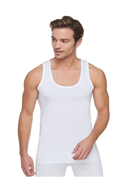 (3 pieces) 100% cotton classic men's undershirt white