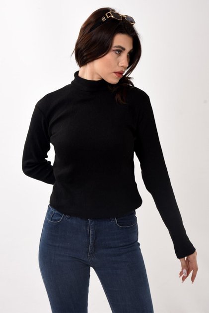 Women's Turtleneck Turtleneck Slim Fit Sweater Black