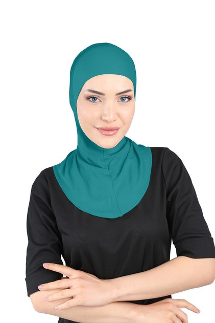 Breathable Hijab Tulle Neck Collar Bonnet - St228 Petrol Green (3422824)