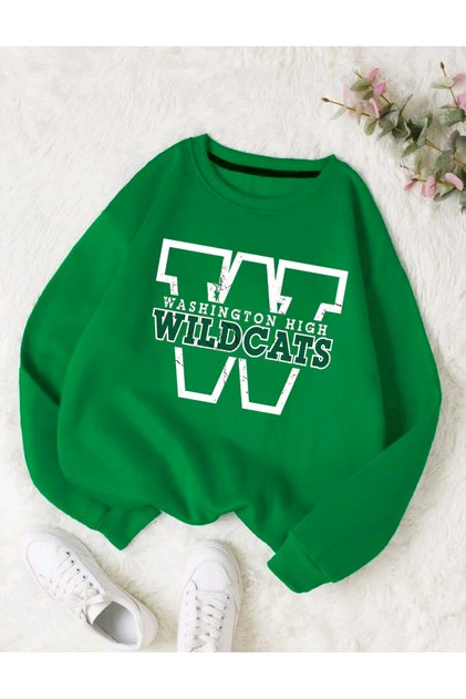 Wild Cats Printed Oversize Crew Neck Sweatshirt
