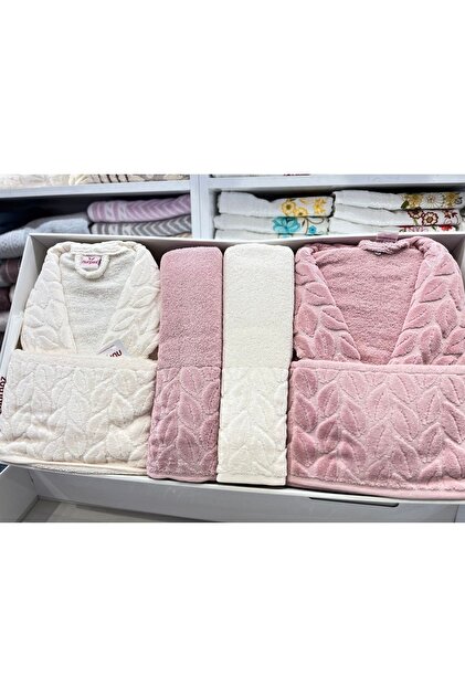 Nurpak Hazal 8 Parça Aile Bornoz Seti Pudra-krem - Fiyatı, Yorumları