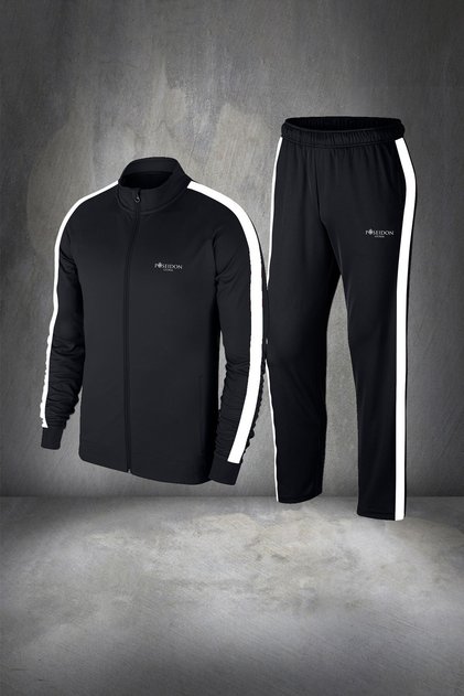 Men's Black New Supra Combed Cotton Fit Regular Fit Walking Jogging Tracksuit Set S-3Xl