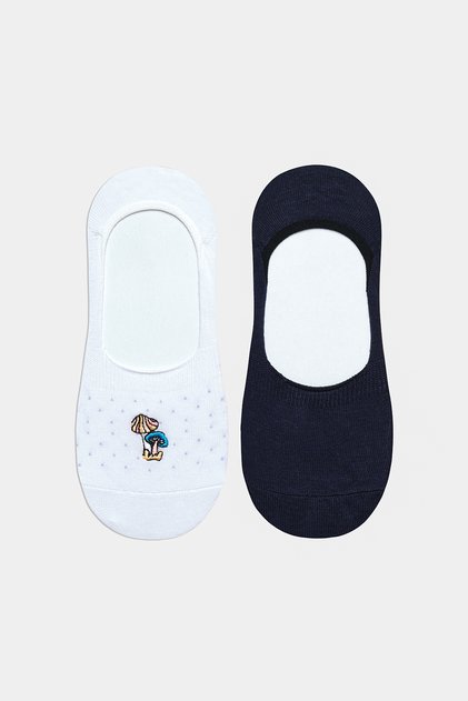 Mushroom White - Navy Blue 2-Piece Ballerina Socks