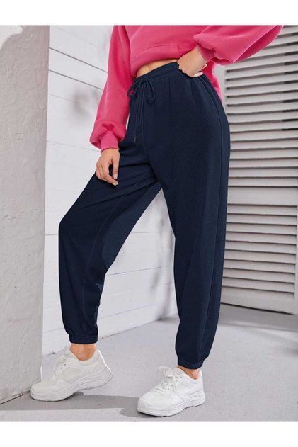 Lacivert Jogger Paça Oversize Kalıp Rahat Giyim Eşofman Altı- Lastik Paça