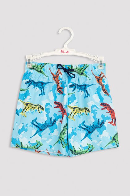 Boy's Blue Tie Die Dinosaur Patterned Dino Shorts