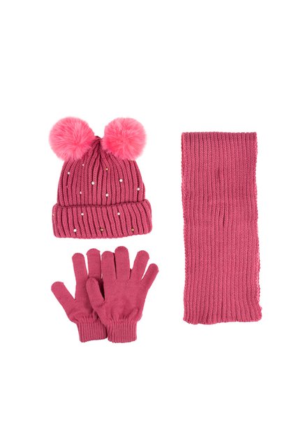 Kitti 9-15 Years Girl's Pearl Scarf Beanie Gloves Set of 3