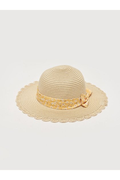 Bow Patterned Baby Girl Straw Hat