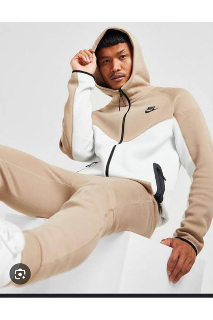 【Mサイズ】新品タグ付き V12 STAR FLEECE ベージュ Nike Tech Fleece Full-Zip Hoodie Erkek Sweatshirt FB7921-121