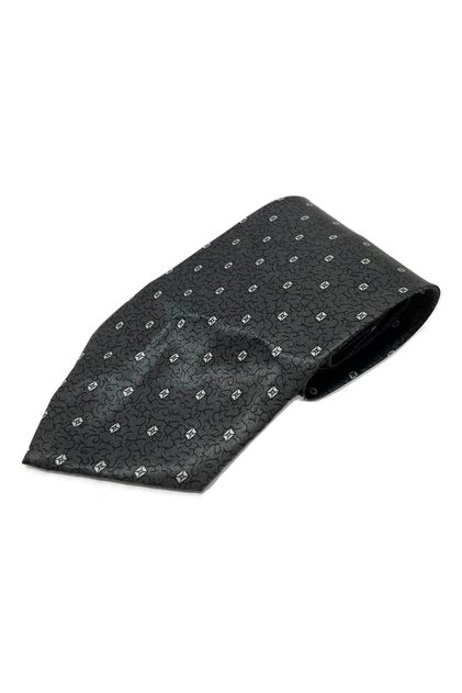 Handmade Patterned Gray Silk Tie K16