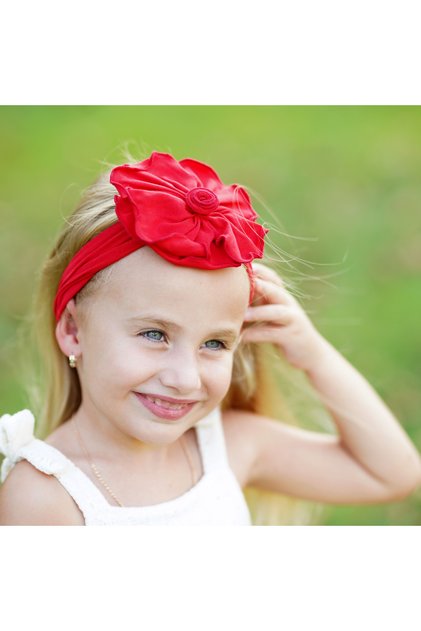 Baby Girl Child Flower Detailed Handmade Soft Flexible Cotton Combed Hair Band