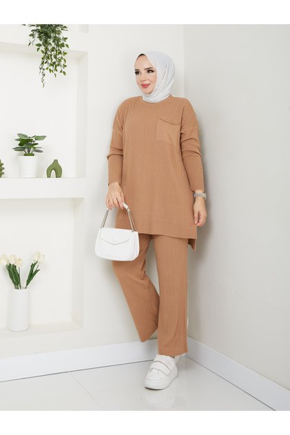 Wonderful Rib Detailed Knitwear, Comfortable and Stylish Trousers, Double Set