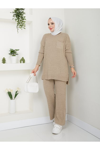 Wonderful Rib Detailed Knitwear, Comfortable and Stylish Trousers, Double Set
