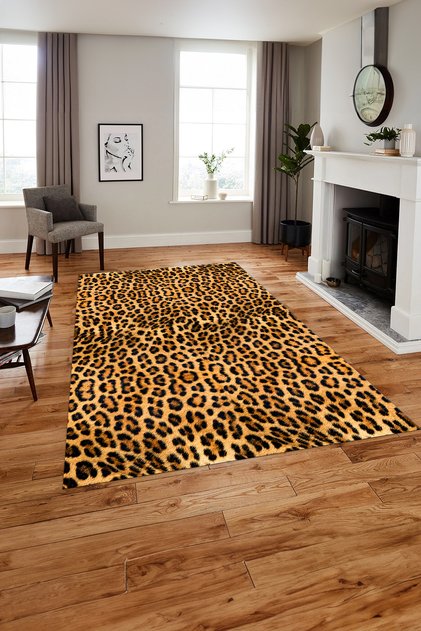 Baskılı Modern Leopar Model Yıkanabilir Kaymaz Taban Yolluk Mutfak Salon Halısı