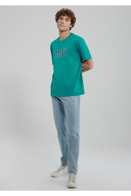 Logo Printed Green T-Shirt Regular Fit / Normal Cut 066842-71825