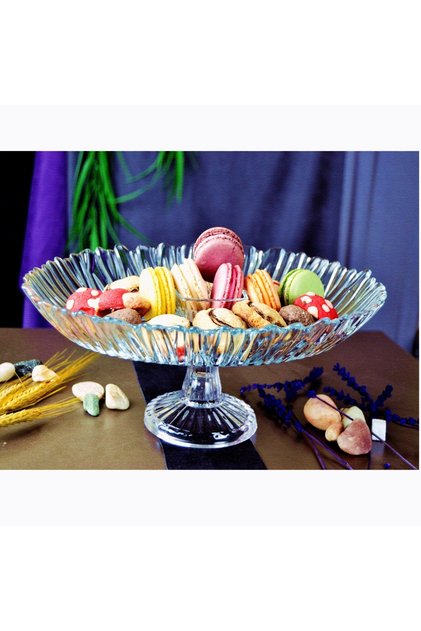 33 Cm Oval Footed Glass Fruit Bowl and Presentation Bowl