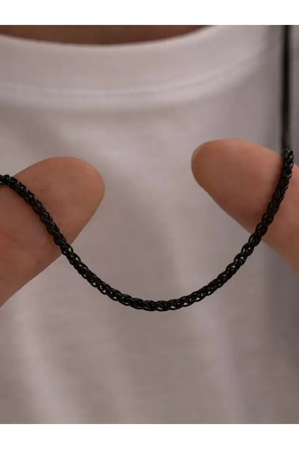 Men's Steel Necklace - 3mm Medium Thickness Round King Black • for Lover • for Spouse • for Father Chain