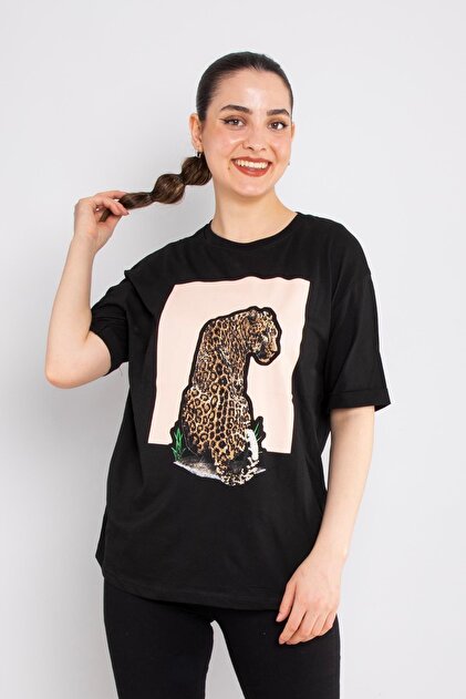 TODAYFUL Backsatin Pocket Shirts美品 MINT NEW FASHION 4794 Taşlı Aslanlı Desen Bsiklet Yaka Kısa Kol