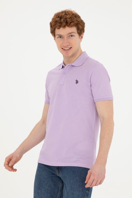 Men's Slim Fit Polo Neck Lilac Basic T-Shirt 50279573-Vr034