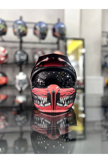 MT Helmets StreetFighter SV Aztec B5 Matt Kırımızı/Siyah Kask