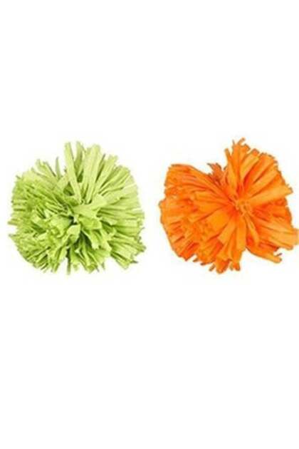 Orange and Green Pompom Paper Ball Cat Toy 2 Pieces