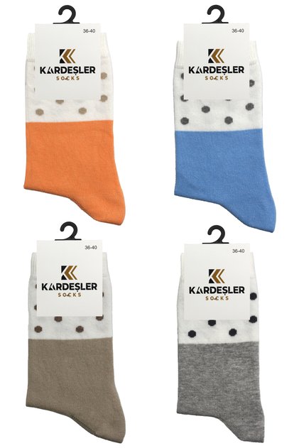 Women's Colorful Patterned Cotton Socks 4 Pack
