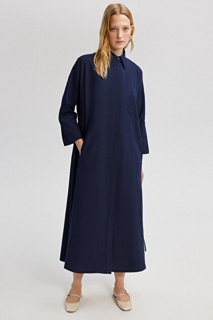 LINEN TEXTURED SHIRT DRESS